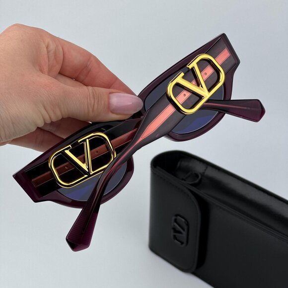 Valentino Women BRAND NEW Sunglasses Crystal Purple Grey Cat Eye V - DUE VLS-103 main image 7